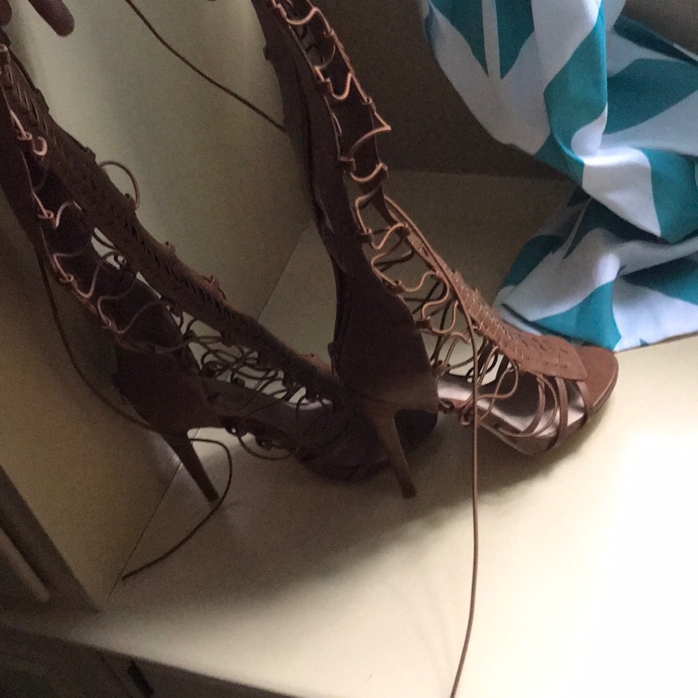 Brown strap up sandals